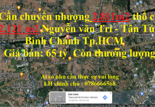  Cần gấp chuyển nhượng bất động sản mặt tiền đường Nguyễn Hữu Trí Bình Chánh TpHCM
